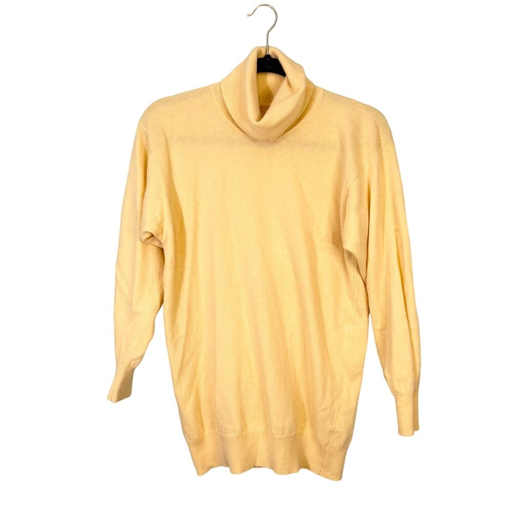 Barrie Pure Cashmere Turtleneck Sweater M Yellow Cozy Warm Preppy Comfy Scotland